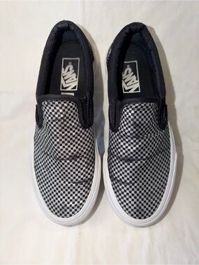 VANS Textured Silk Jacquard micro check Comfy Cush Slip On Platform